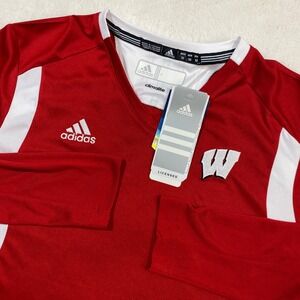 Adidas Wisconsin Badgers Long Sleeve Climalite Athletic Shirt Top Womens M